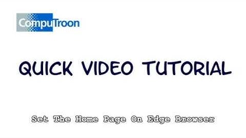 Edge Browser - How to set the home page.