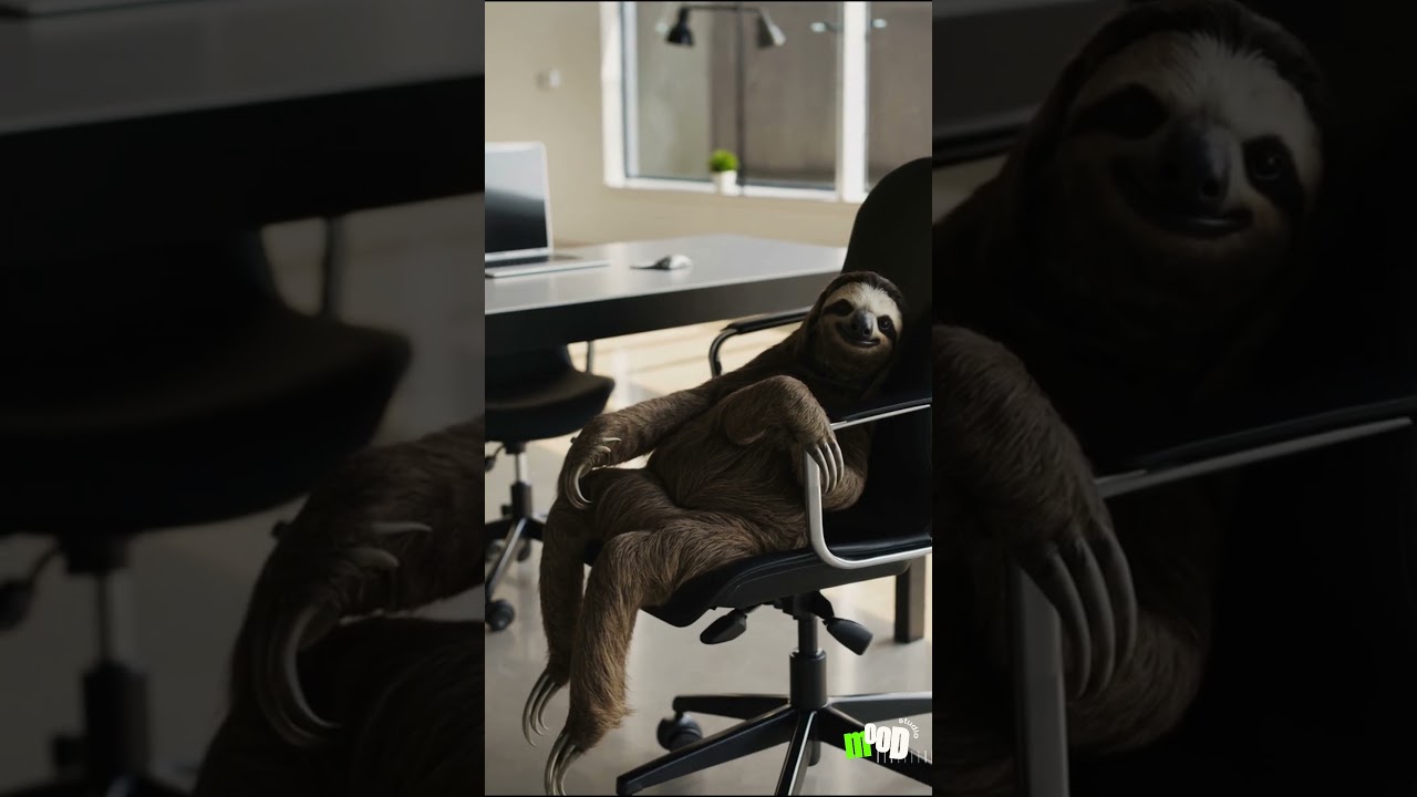 😌 Lazy Sloth Living the Office Life! 🦥💼 