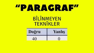 En Etkili “PARAGRAF” Teknikleri #2022TYTTÜRKÇE