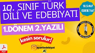 10. Sınıf Edebiyat 1.Dönem 2.Yazılı Soruları / 10. edebiyat 1.dönem 2. yazılı sınava hazırlık 📂PDF