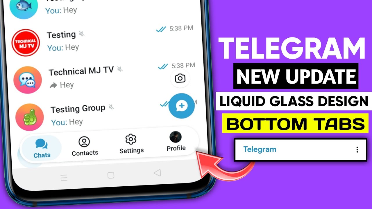 Telegram Liquid Glass design update || Telegram bottom navigation bar update