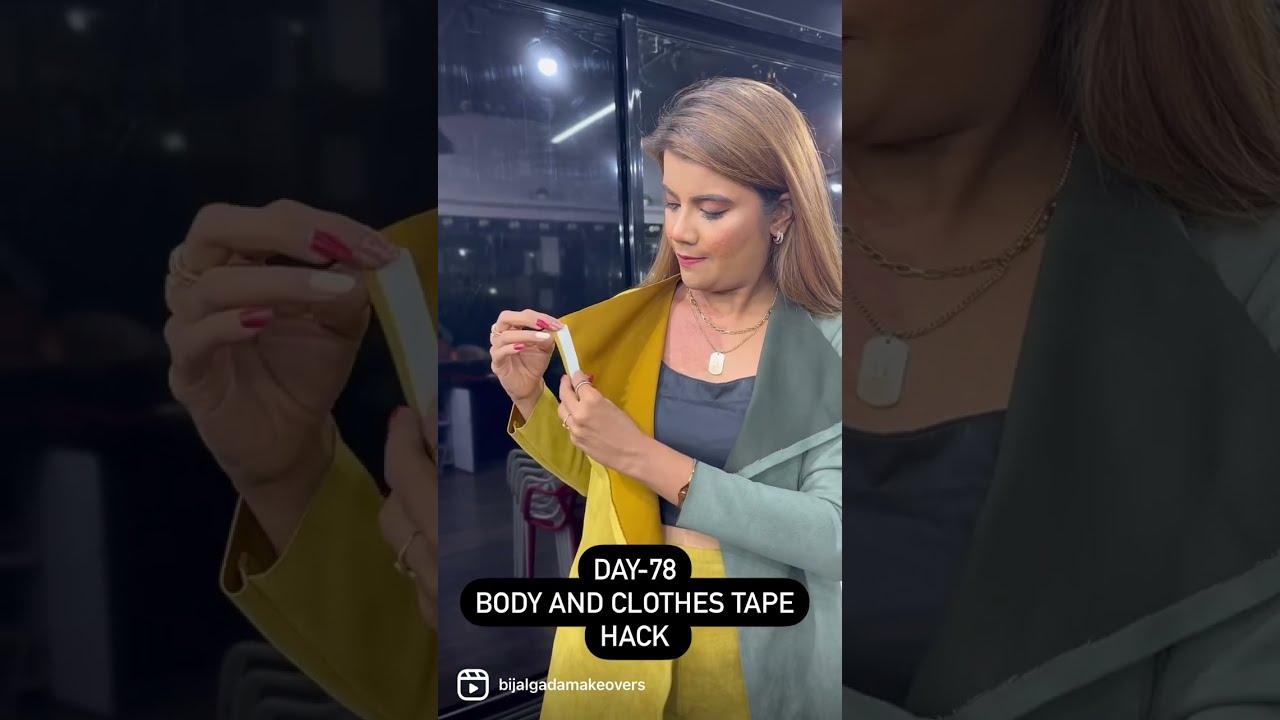 Day - 78 ✓ Body and clothes tape Hack!! #bijalgadamakeovers #bridalmakeup  #bridalhack 