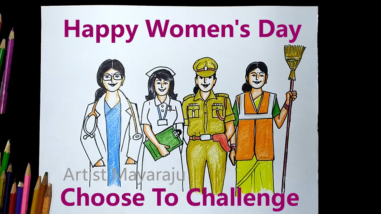 International Women's Day 2021 theme Poster Drawing Easy / Choose ...
