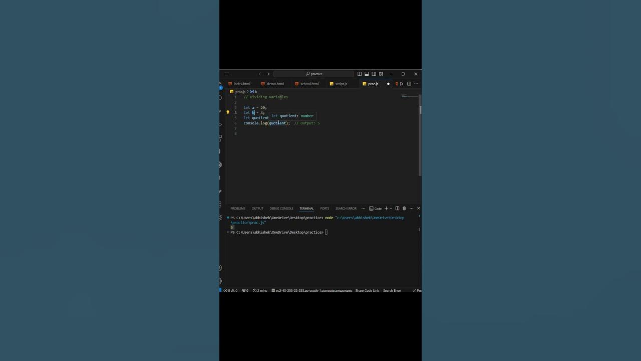division operator 🤨🤔 | JavaScript tutorial 🙋♂️ | #shorts #short - YouTube
