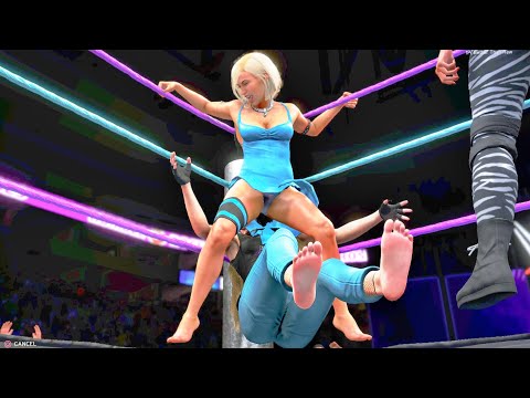 WWE 2k20 Paige vs Lana Barefoot Submission Iron Woman Wrestling Match 2 & stinkface