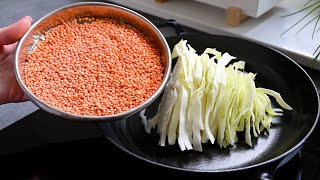 Lentils with cabbage are better than meat! Delicious and simple cabbage recipe! Must try!