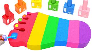 Satisfying Video l How to make Rainbow Toenail Cake WITH Kinetic Sand INTO Painting Cutting ASMR #68