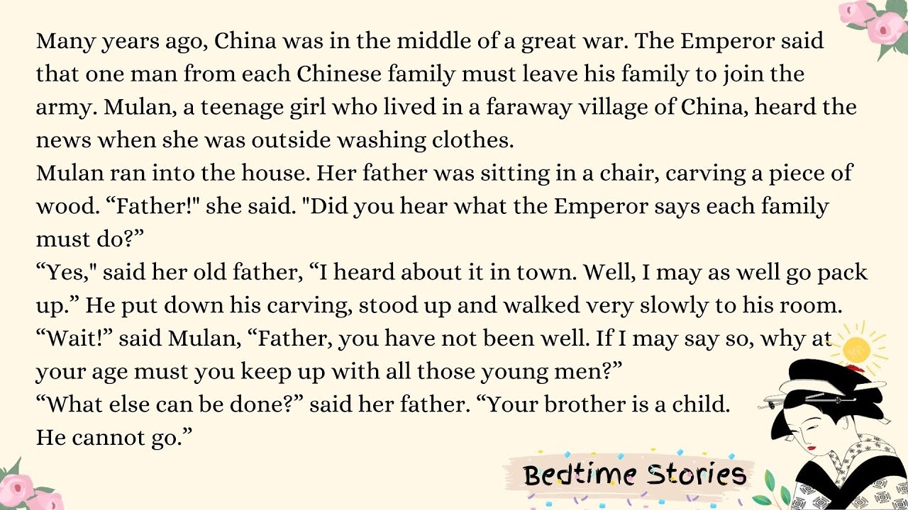 The Story of Mulan - Bedtime Story for Kids in English - YouTube