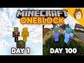 We Spent 100 Days in ONE BLOCK Minecraft... Here's What Happened