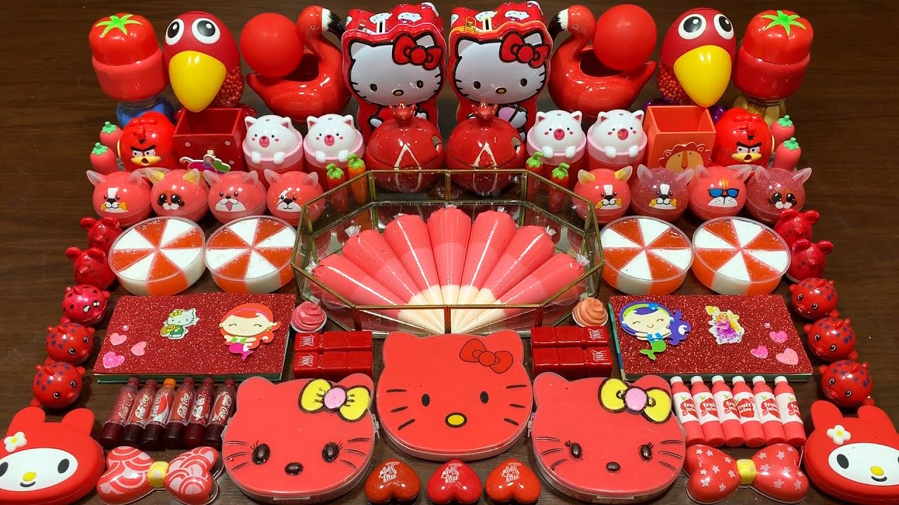 RED PIPING BAG - Mixing Clay and More Into Glossy Slime ! Satisfying Slime Videos #1334