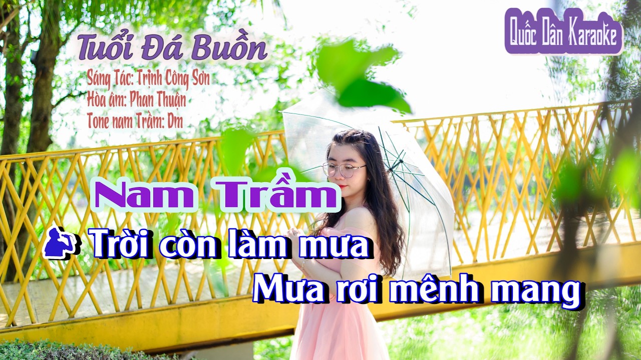Karaoke Tuổi Đá Buồn | Slow Rock  | Tone Nam Trầm (Dm,Tp:62) | Quốc Dân Karaoke