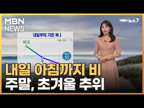 [날씨] 내일 아침까지 비…주말, 초겨울 추위 [MBN 뉴스7]