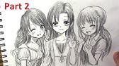 How To Draw Anime Girls Three Friends Hugging Each Other Real Time Youtube