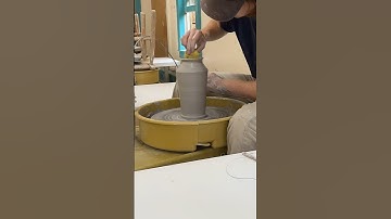 Throwing a tall vase! #viral #art #shorts #artist #pottery #ceramics #wheelthrown #clay #fypシ