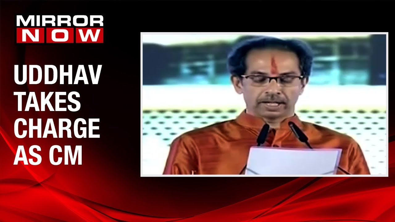 Uddhav Thackeray takes oath as Chief Minister of Maharashtra at Shivaji Park in Mumbai