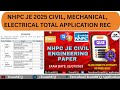 NHPC JE 2025 APPLICATION RECEIVED|NHPC JE 2025 TOTAL FORM RECEIVED|NHPC JE 1 सीट पर कितनाcompetition