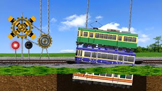 【踏切】なんかもう全部地下に放り込んでみた | 交通 | 踏切アニメ / Train & Railroad Crossing - Underground Garage -