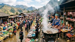 Inside a Traditional Hmong Market in Lao Cai | Highland Food, Local Products & Mountain Culture 