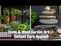 🪨 10 Simple Stone Art & Upcycled Wood Ideas | Small Garden Decor That Instantly Boost Curb Appeal 🌿