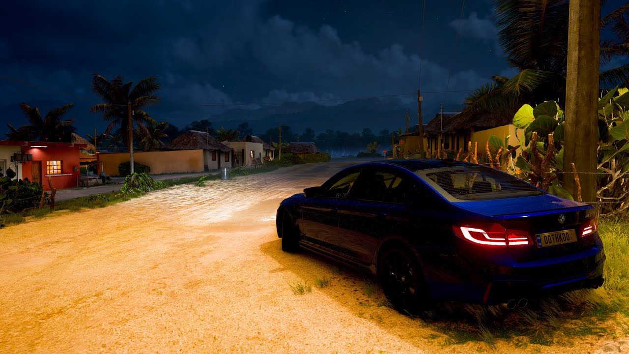 BMW M5 F90 Relaxing Night Drive | Rain, Reflections & City Lights | 4K Ultra HD | Forza Horizon 5