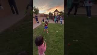 Little Girl Breaks Pinata And Almost Hits Others With Stick
