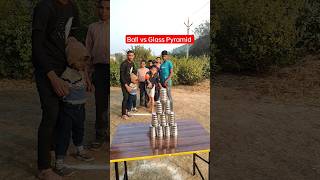 Hit the Glass challenge |Ball bs glass Pyramid | outdoor game | P2KIPAATHSHALA game video #shorts ♥️ screenshot 5