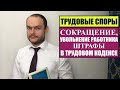 ТРУДОВЫЕ СПОРЫ: Сокращение, увольнение работника.  Штрафы в Трудовом кодексе РФ.  Юрист