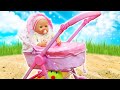 Baby Annabell doll goes for a walk. Pretend play with baby dolls &amp; nursery toys. Baby doll video.