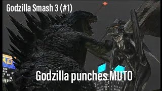 Godzilla Smash 3, Gameplay #1. Godzilla punches MUTO