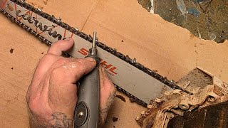 How i sharpen a chainsaw with my dremel. 😁