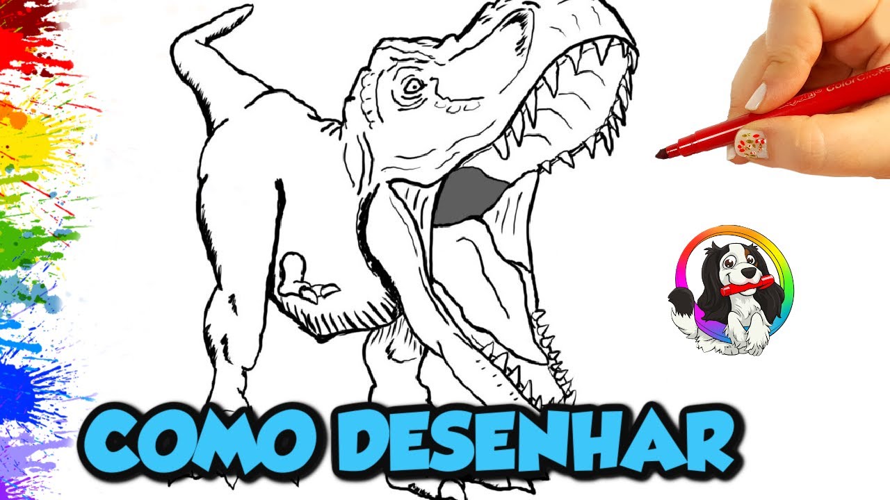 COMO DESENHAR UM DINOSSAURO BEM FÁCIL - DESENHOS FÁCEIS PARA CRIANÇAS