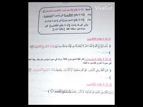 ضبط خواتيم الآيات إن ه لا يفلح الكافرون الظالمون المجرمون
