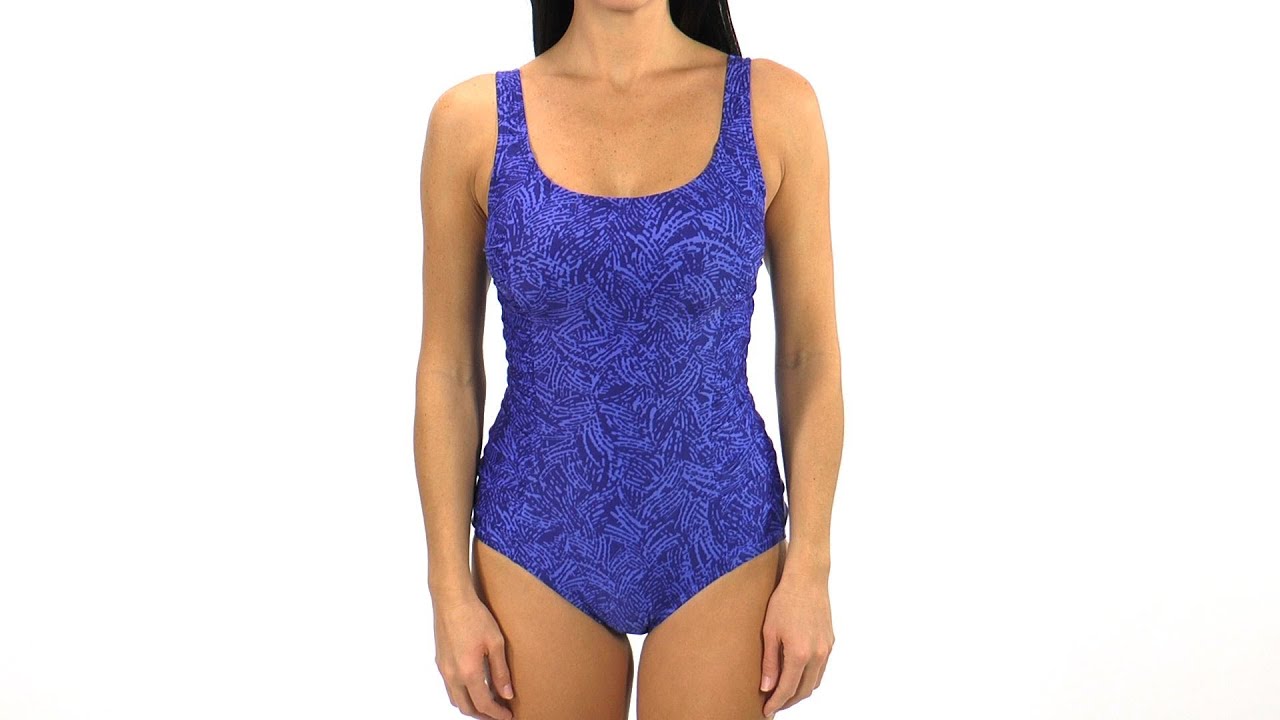 Speedo Shirred Brilliant Swirl Princess Seam One Piece | SwimOutlet.com