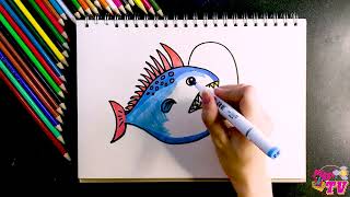 Hướng Dẫn Vẽ Cá lồng đèn Đơn Giản | How To Draw A lantern fish | draw fish, vẽ con cá