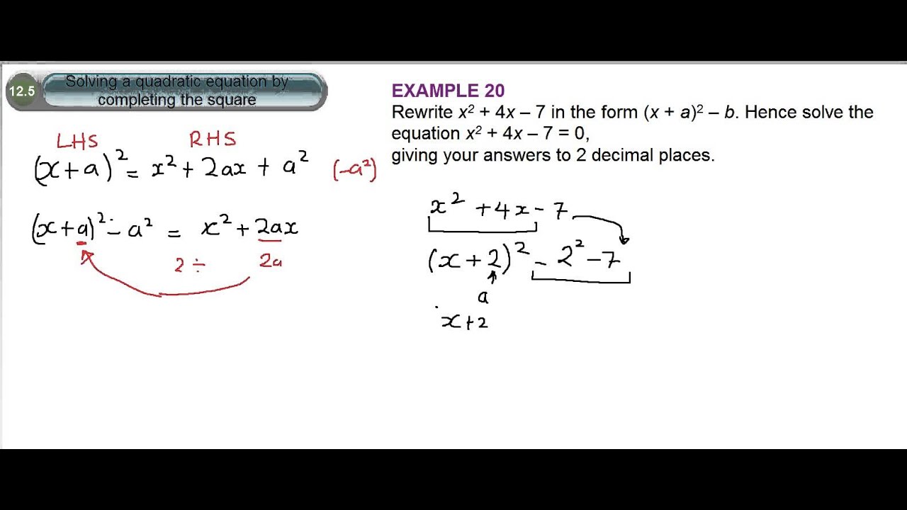 12.5 Solving Quadratic equation by Completing the Square - YouTube