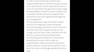 Q3 of Creative Critical Reflection (voiceover)