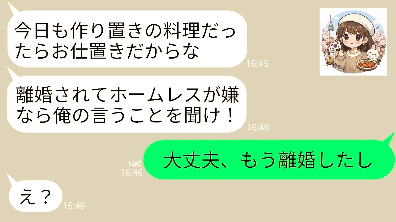 【LINE】嫁に既に見限られてとっくに離婚届も提出済みなのを知らない亭主関白夫「今日~ったら離婚だからな？」→永遠に勘違いしてそうなのでそろそろ事実を教えてやった結果www
