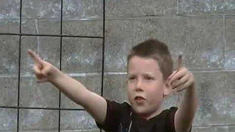 Jacob controlling his sister on the trampoline