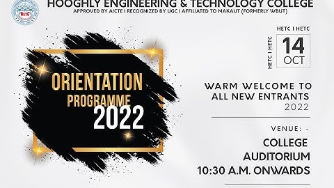 Orientation Programme 2022 for New Entrants Organised By Hooghly Engineering & Technology College