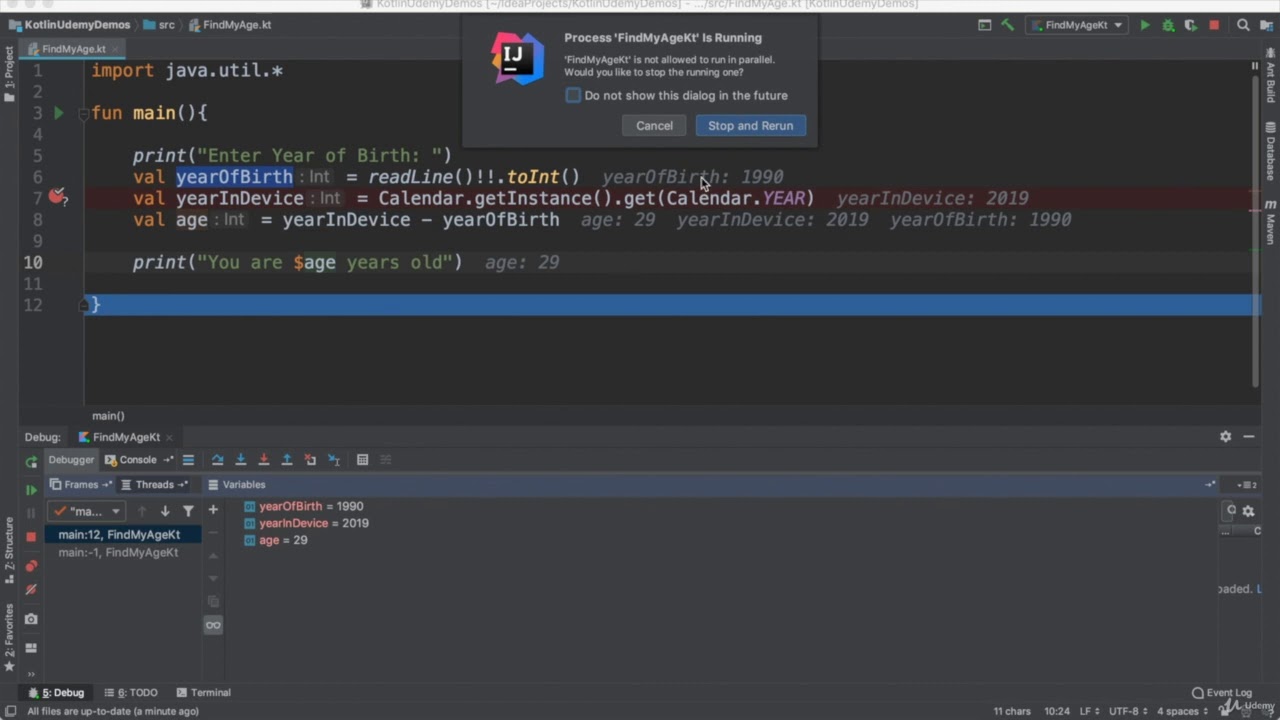 #4.4 Debug your Code step by step in Kotlin - YouTube