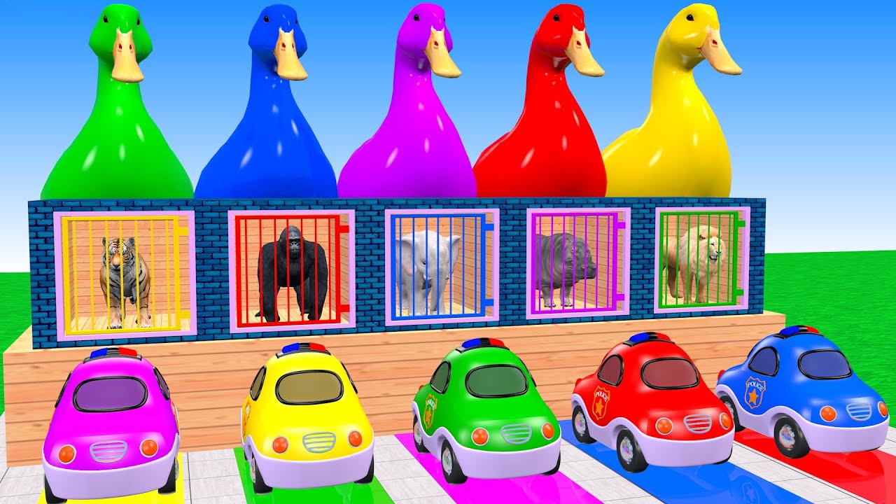 Long Slide Game With Elephant Tiger Gorilla Lion Hipopotamus 3d Animal Game Funny 3d Animals