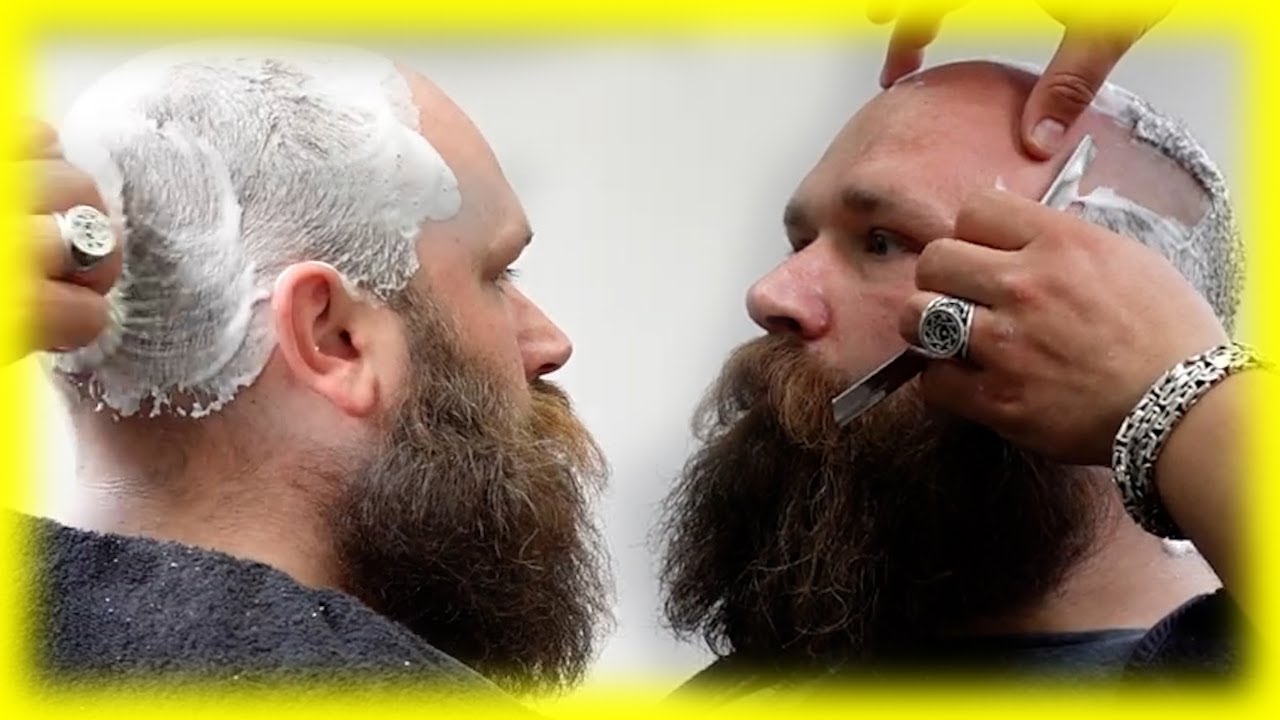 Great ASMR Turko dobble razor hot towel HEAD shave