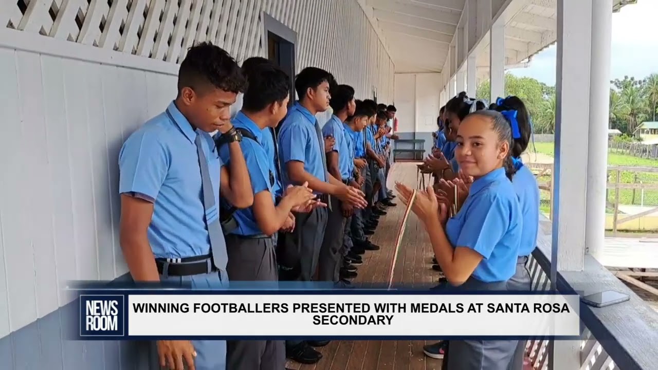 GUYANA NEWS ROOM – WINNING FOOTBALLERS PRESENTED WITH MEDALS AT SANTA ROSA SECONDARY