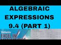 Algebraic expressions, 9.4 (part 1) class 8 vedanta excel publications exercise