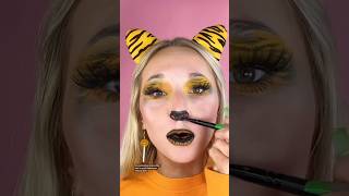 Tiger MAKEUP😱🐯Creative makeup techniques& easy Halloween makeup looks quick #youtubeshorts #shorts