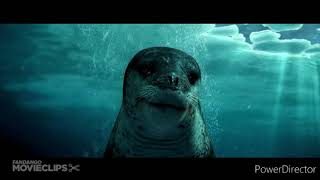 Happy Feet Leopard Seal Blowing Nose Bubbles Underwater Scene