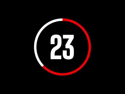 60 Second Countdown Timer Red and White on Black Screen for Workout and Fitness Videos