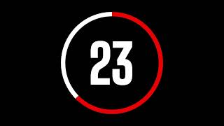 60 Second Countdown Timer Red and White on Black Screen for Workout and Fitness Videos