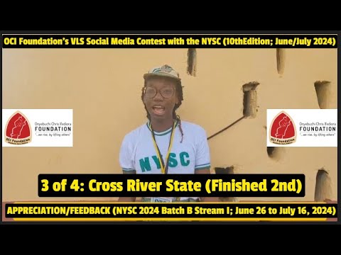 VLS APPRECIATIONS (NYSC 2024 Batch B Stream I; July 8 to July 13, 2024.