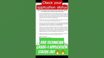 RRB Technician Grade-1 Application status out🔥🔥 #rrb #rrbtechnician #csmirror #ytshorts #shortsvideo
